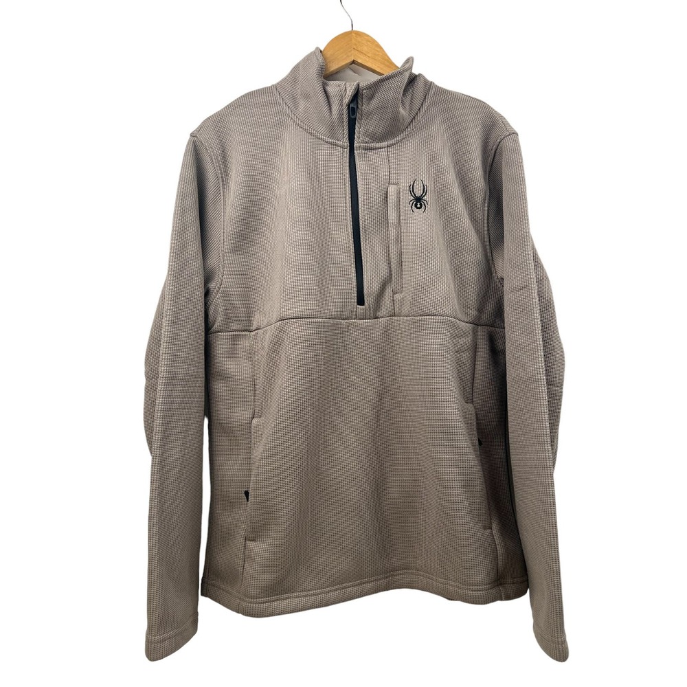 Spyder Quarter Zip Fleece Pullover Hooded‎ Tan Men’s Medium NWT